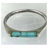 925 Silver Turquoise Thin Inlay Band Ring