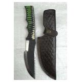 Lg Handmade Steel Fixed Blade Knife w/ Sheath