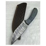 Damascus Steel Fixed Blade Knife w/ Sheath