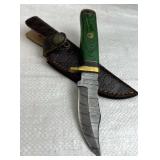 Damascus Steel Fixed Blade Knife w/ Sheath
