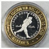 3/5th Oz Silver Strike Casino Token Babe Ruth HR