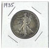 1935 Walking Liberty Silver Half Dollar, US 90%