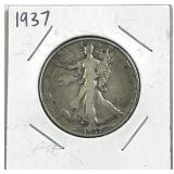 1937 Walking Liberty Silver Half Dollar, US 90%