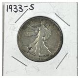 1933-S Walking Liberty Silver Half Dollar, US 90%