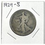 1929-S Walking Liberty Silver Half Dollar, US 90%