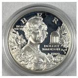 1999 Silver Proof Dolley Madison Dollar 90%