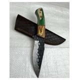 Damascus Steel Fixed Blade Knife w/ Sheath