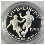 1994 Silver Proof World Cup Soccer Dollar 90%