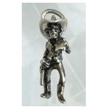 925 Silver Vintage 3D Cowboy Charm