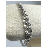 925 Silver Double Link Charm Bracelet