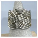 925 Silver Vintage Wide Braided Rope Adjustable Ba