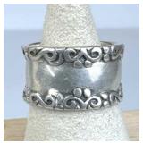 925 Silver Ornate Scroll Edge Band Ring