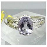 925 Silver Solitaire Oval Brilliant Amethyst Ring