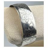 925 Silver Floral Engraved Flexible Cuff Bracelet