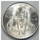 1978 Silver Mexico 100 Pesos, Monterey .720 BU