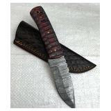 Damascus Steel Fixed Blade Knife w/ Sheath