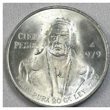 1979 Silver Mexico 100 Pesos, Monterey .720 BU