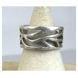 925 Silver Abstract Cut-Out Leaf Design Band Ring
