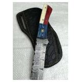 Damascus Steel Fixed Blade Knife w/ Sheath