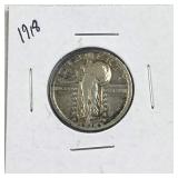 1918 Standing Liberty Silver Quarter, US 90%