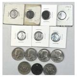 Steel WWII Cents, Vtg. JFKs, Cull Large Cent