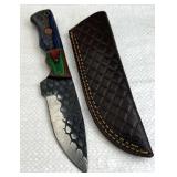 Damascus Steel Fixed Blade Knife w/ Sheath