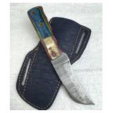 Damascus Steel Fixed Blade Knife w/ Sheath