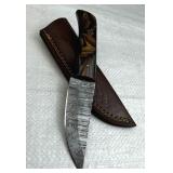 Damascus Steel Fixed Blade Knife w/ Sheath