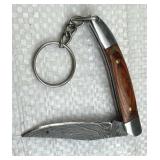 Damascus Steel Folding Blade Keychain Knife