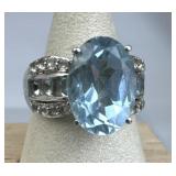 925 Silver Sky Blue & White Topaz Ring