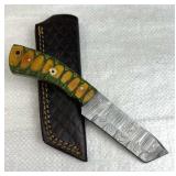 Damascus Steel Fixed Blade Knife w/ Sheath