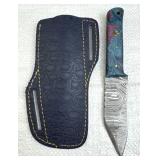 Damascus Steel Fixed Blade Knife w/ Sheath