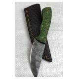 Damascus Steel Fixed Blade Knife w/ Sheath