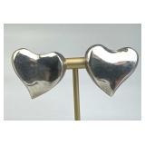 925 Silver Puffy Heart Post Earrings