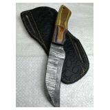 Damascus Steel Fixed Blade Knife w/ Sheath