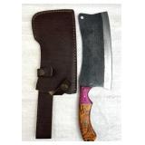 Lg Handmade Steel Fixed Blade Knife w/ Sheath