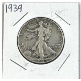1939 Walking Liberty Silver Half Dollar, US 90%