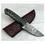Damascus Steel Fixed Blade Knife w/ Sheath