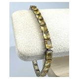 925 Silver Rectangular Citrine Link Tennis Bracele