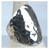 925 Silver Mexico Wide Tapered Hammered Band Ring