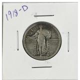 1918-D Standing Liberty Silver Quarter, 90%