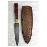 Damascus Steel Fixed Blade Knife w/ Sheath