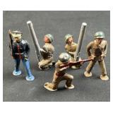 (5) Pre-War Lead Toy Soldiers w/ Mortarmen