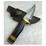 Damascus Steel Fixed Blade Knife w/ Sheath