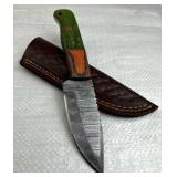 Damascus Steel Fixed Blade Knife w/ Sheath