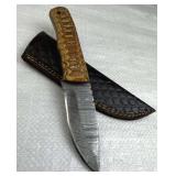 Damascus Steel Fixed Blade Knife w/ Sheath
