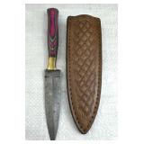 Damascus Steel Fixed Blade Knife w/ Sheath