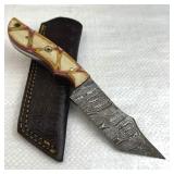 Damascus Steel Fixed Blade Dagger w/ Sheath