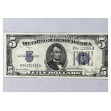 1934D US $5 Silver Certficiate, Blue Seal