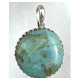 925 Silver Petite Round Mohave Turquoise Pendant